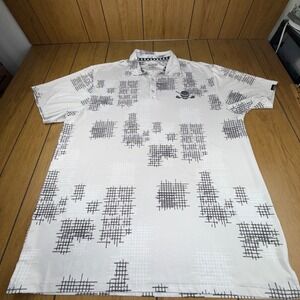 Tattoo Golf GTX Collection Performance Polo Shirt Mens 2XL White Black Grid